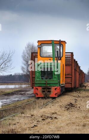 Moorbahn, Torfabbau, Goldenstedter Moor, Niedersachsen, Banque D'Images