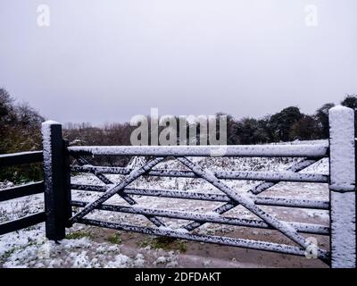 Neige dans Great Bardfield Braintree Essex. C'est tôt pour cette partie du pays Banque D'Images