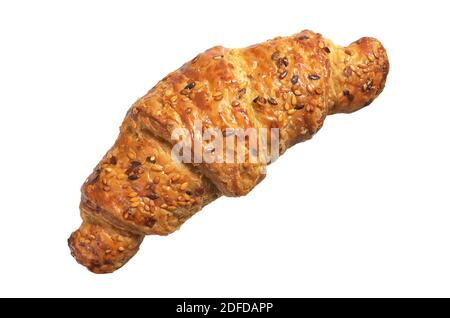 Croissant aux graines de sésame isolées sur fond blanc Banque D'Images