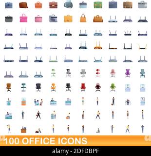 ensemble de 100 icônes de bureau. Illustration de 100 icônes de bureau ensemble de vecteur isolé sur fond blanc Illustration de Vecteur