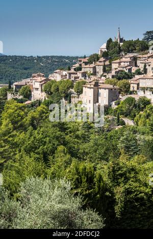 Vue générale de Bonnieux, Provence, France, Europe Banque D'Images