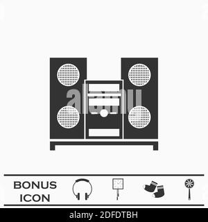 Icône Music Center. Pictogramme noir sur fond blanc. Symbole d'illustration vectorielle et bouton bonus Illustration de Vecteur