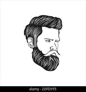Logo de mascotte illustration d'un homme de barbe.EPS 10 Illustration de Vecteur