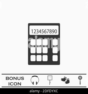 Icône de calculatrice plate. Pictogramme noir sur fond blanc. Symbole d'illustration vectorielle et bouton bonus Illustration de Vecteur