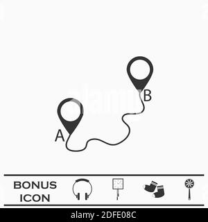 Icône GPS de carte plate. Pictogramme noir sur fond blanc. Symbole d'illustration vectorielle et bouton bonus Illustration de Vecteur