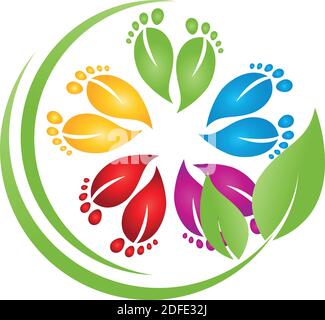 Nombreux pieds, pieds, soins des pieds, massage des pieds, logo Illustration de Vecteur