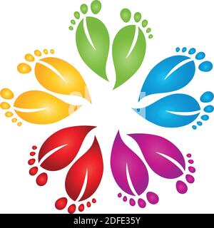 Nombreux pieds, pieds, soins des pieds, massage des pieds, logo Illustration de Vecteur