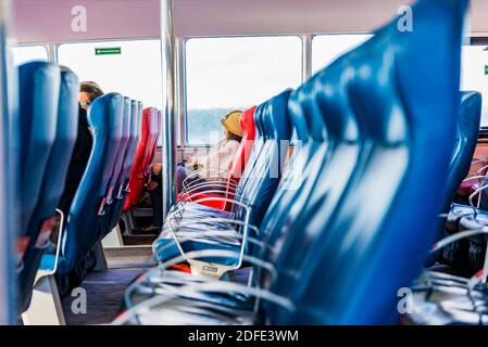 Ferry Red Funnel. Cowes, Île de Wight, Angleterre, Royaume-Uni, Europe Banque D'Images