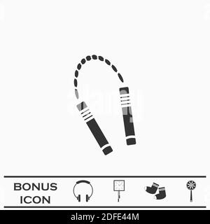 Nunchuck icon plat. Pictogramme noir sur fond blanc. Symbole d'illustration vectorielle et bouton bonus Illustration de Vecteur