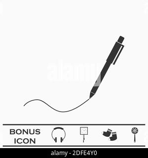 Icône du stylet plate. Pictogramme noir sur fond blanc. Symbole d'illustration vectorielle et bouton bonus Illustration de Vecteur