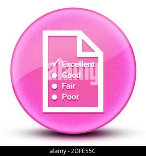 Enquête (icône de questionnaire) globe oculaire brillant élégant rose bouton rond illustration abstraite Banque D'Images