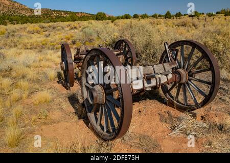 Châssis de wagon à Pipe Spring National Monument, Arizona, États-Unis Banque D'Images