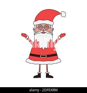 Joli dessin animé Père Noël sur fond blanc. Illustration de Vecteur