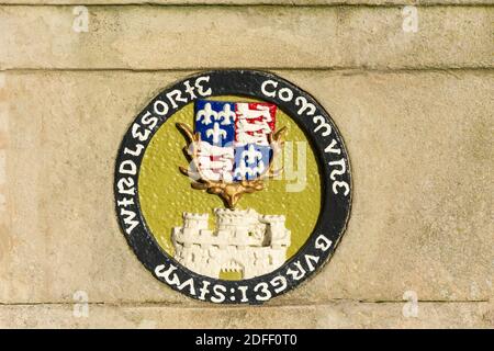 Insigne royal sur Windsor Bridge, Eton, Berkshire, Angleterre, Royaume-Uni Banque D'Images