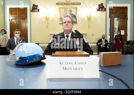 Gregory T. Monahan, chef par intérim de la police du parc national des États-Unis, témoigne au cours de l'audience du Comité des ressources naturelles de la Chambre sur les questions âÂ ÂœUnanswered l'attaque de la police du parc des États-Unis le 1er juin sur des manifestants pacifiques à Lafayette SquareâÂ le mardi 28 juillet 2020. Photo de Bill Clark/Pool/ABACAPRESS.COM Banque D'Images