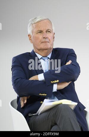 Michel Barnier, négociateur européen pour le Brexit, assiste à une session d'été de l'association patronale française Medef au circuit de course de Longchamp à Paris, en France, le 26 août 2020. Photo par Eliot Blondt/ABACAPRESS.COM Banque D'Images