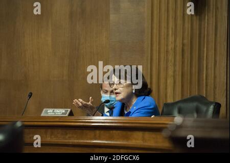 La sénatrice américaine Dianne Feinstein (démocrate de Californie), membre de la Commission judiciaire du Sénat américain, assiste à une audience de la Commission du Sénat américain sur les nominations judiciaires dans le bâtiment Dirksen du Bureau du Sénat à Capitol Hill à Washington, DC, USA, le mercredi 9 septembre 2020. Photo de Rod Lamkey/CNP/ABACAPRESS.COM Banque D'Images