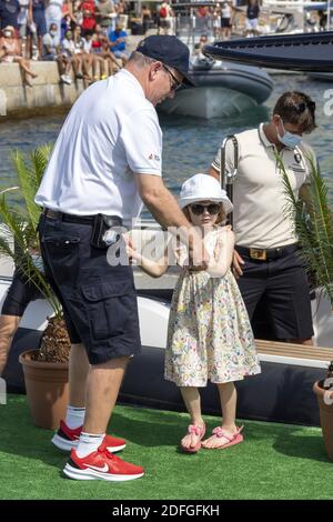 Le Prince Albert II de Monaco et la princesse Gabriella avant le départ du défi Vélo aquatique Crossing Calvi Monaco le 12 septembre 2020 à Calvi, France.photo d'Arnold Jerocki/Pool/ABACAPRESS.COM Banque D'Images