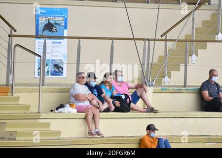 Le Marineland est un parc à thème situé à Antibes (Alpes-Maritimes), sur la Côte d'Azur. Sur 26 hectares, il comprend un parc zoologique marin avec delphinarium, un parc aquatique (Aquasplash), un parc de jeux pour enfants (Kidd's Island), un mini-golf (aventure Golf) et un hôtel trois étoiles (Marineland Resort). Elle est la propriété de la multinationale espagnole Parques Reunidos, dont l'actionnaire majoritaire est le fonds d'investissement britannique Arle Capital Partners. C'est l'un des quatre dolphinariums français et l'un des deux dolphinariums européens présentant des orques. Avec 1.2 millions de visiteurs en 2014, c'est le plus Banque D'Images