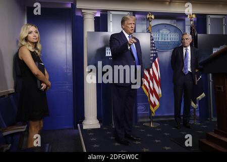 Le président américain Donald Trump fait son dernier discours à la fin de sa conférence de presse à la Maison Blanche à Washington le 23 septembre 2020. Photo de Yuri Gripas/ABACAPRESS.COM Banque D'Images