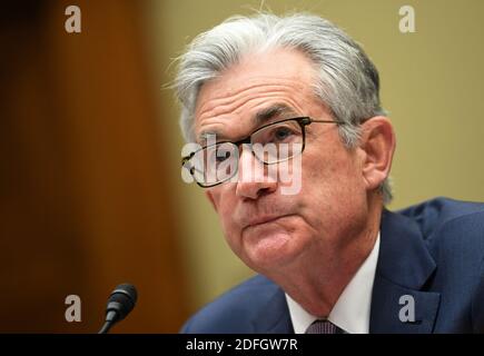 Le président de la Réserve fédérale, Jerome Powell, témoigne devant le sous-comité spécial sur la crise du coronavirus, de la réponse de la Réserve fédérale à la pandémie du coronavirus, à Capitol Hill, à Washington, DC, États-Unis, le mercredi 23 septembre 2020. Photo de Kevin Dietsch/Pool/ABACAPRESS.COM Banque D'Images