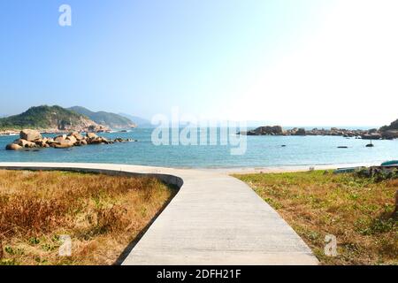 La belle plage de Shek Pai WAN sur l'île de Lamma à Hong Kong. Banque D'Images