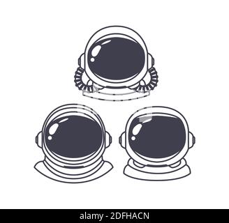 ensemble de casques d'astronaute sur fond blanc Illustration de Vecteur