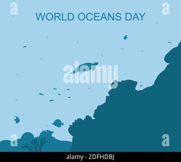 Conception de la Journée mondiale des océans Illustration de Vecteur
