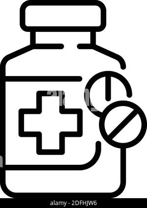 Icône du flacon de pilules. Outline Pills bouteille vector icône pour la conception de Web isolé sur fond blanc Illustration de Vecteur