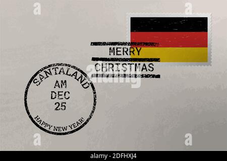 Enveloppe de timbre-poste avec drapeau allemand, timbres de Noël et du nouvel an, vecteur Illustration de Vecteur