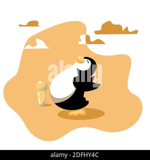 Dessin animé Penguin étirant ses ailes Illustration de Vecteur