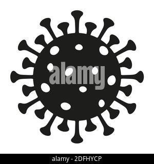 Illustration d'une cellule noire du coronavirus sur fond blanc Banque D'Images