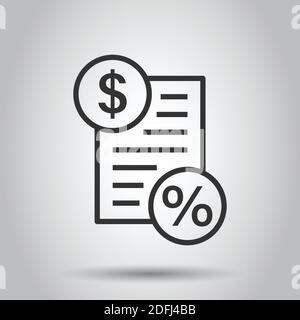 Paiement de l'impôt dans l'icône de style plat. Facture Budget vector illustration sur fond blanc isolé. Calculer le document concept d'entreprise. Illustration de Vecteur