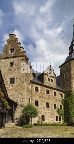 Cour du château avec galerie et le bâtiment Thüna de Lauenstein Château Banque D'Images