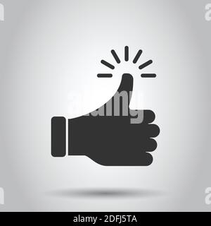 Icône de pouce vers le haut à plat. Comme l'illustration du vecteur gestuel sur un arrière-plan blanc isolé. Concept commercial de marque d'approbation. Illustration de Vecteur