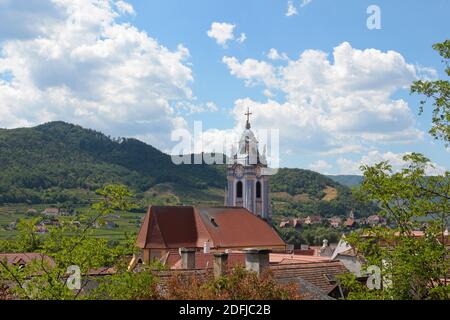 Dürnstein, Basse-Autriche, Autriche. Dürnstein dans le Wachau. Abbaye de Dürnstein Banque D'Images