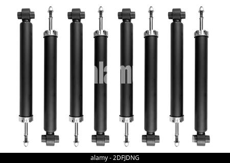 Placer l'amortisseur de la voiture isolé sur fond blanc. Nouvel amortisseur automatique d'une voiture sur fond blanc avec chemin de coupure. Pièces de rechange pour voiture Banque D'Images