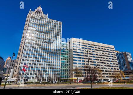 DETROIT, MI, États-Unis - 10 NOVEMBRE : Coleman A. Young Municipal Center le 10 novembre 2020, dans le centre-ville de Detroit, Michigan. Banque D'Images
