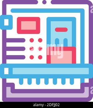 illustration vectorielle de l'icône de couleur de l'arrière du système informatique avec ports Illustration de Vecteur