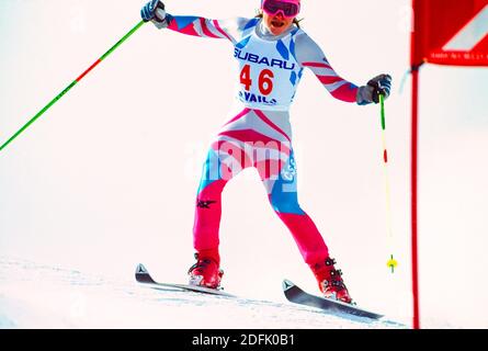 Lucia Medzihradsk (CZE) aux Championnats du monde de ski alpin 1989. Banque D'Images