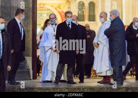 Nicolas Sarkozy aux funérailles de l'auteur français Denis Tillinac à l'église Saint-François-Xavier le 02 octobre 2020 à Paris, France. Photo de Nasser Berzane/ABACAPRESS.COM Banque D'Images