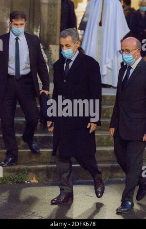 Nicolas Sarkozy aux funérailles de l'auteur français Denis Tillinac à l'église Saint-François-Xavier le 02 octobre 2020 à Paris, France. Photo de Nasser Berzane/ABACAPRESS.COM Banque D'Images