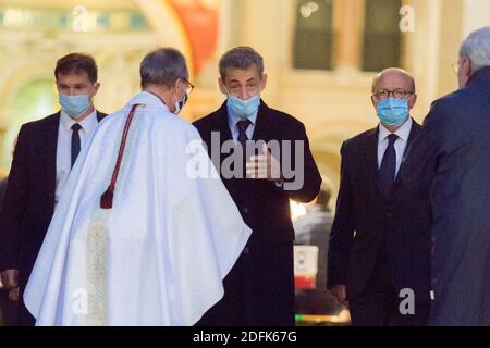 Nicolas Sarkozy aux funérailles de l'auteur français Denis Tillinac à l'église Saint-François-Xavier le 02 octobre 2020 à Paris, France. Photo de Nasser Berzane/ABACAPRESS.COM Banque D'Images