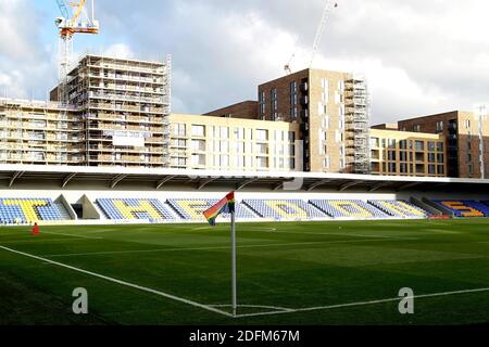 Wimbledon, Royaume-Uni. 05e décembre 2020. Vue générale du stade lors du match Sky Bet League 1 entre AFC Wimbledon et Bristol Rovers au stade Plough Lane, Wimbledon, Angleterre, le 5 décembre 2020. Photo de Carlton Myrie. Crédit : Prime Media Images/Alamy Live News Banque D'Images