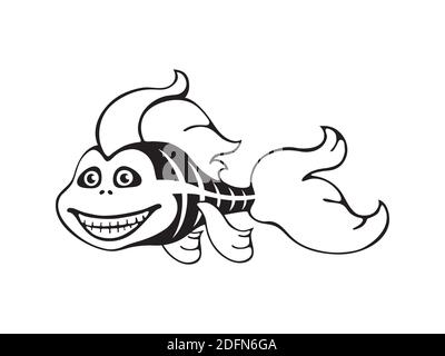 Squelette de poisson mignon. Modèle Halloween pour impression, motif. Illustration de Vecteur