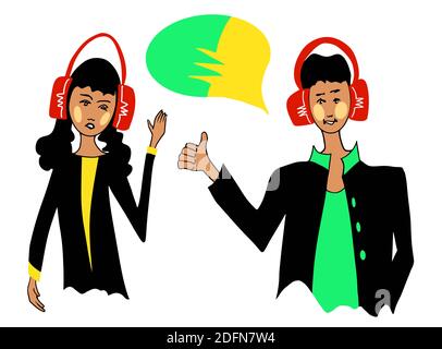 Groupe de jeunes avec des bulles de dialogue. Communication, travail d'équipe et concept de vecteur de connexion. Illustration de Vecteur