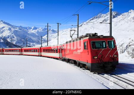 Chemin de fer Matterhorn-Gotthard, Andermatt, Uri, Suisse Banque D'Images