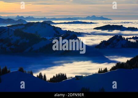 Pilatus, vue de Kronberg, Alpes suisses centrales, Suisse centrale, Suisse Banque D'Images