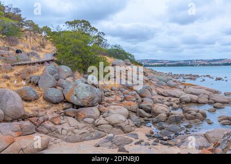 Paysage de l'île de Granite près de Victor Harbor en Australie Banque D'Images