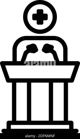 Icône de haut-parleur du médecin. Outline médecin speaker vector icon for web design isolé sur fond blanc Illustration de Vecteur